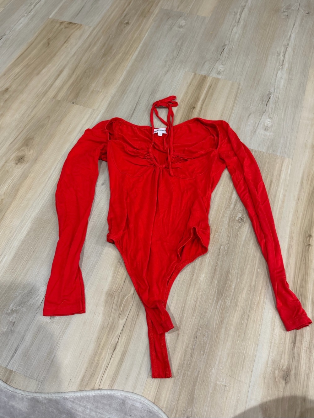 superdown Red Long-Sleeve One-Piece Bodysuit
